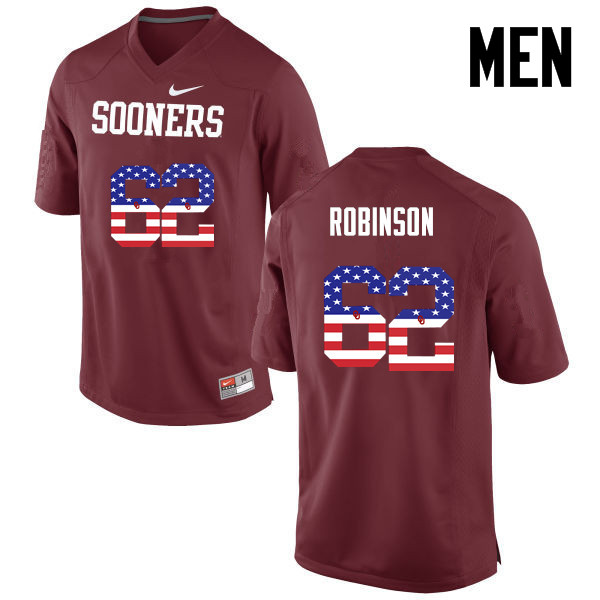 Men Oklahoma Sooners #62 Tyrese Robinson College Football USA Flag Fashion Jerseys-Crimson